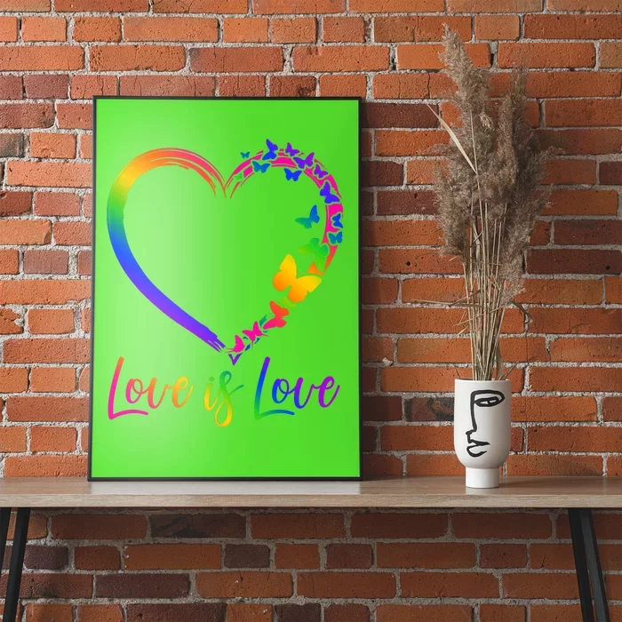 Love Is Love Rainbow Butterfly Heart Poster