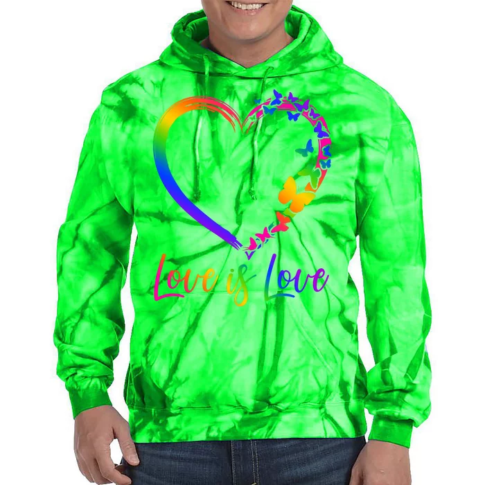 Love Is Love Rainbow Butterfly Heart Tie Dye Hoodie