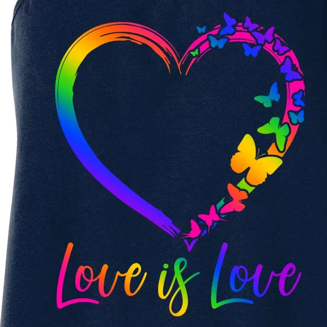 Love Is Love Rainbow Butterfly Heart Women's Racerback Tank