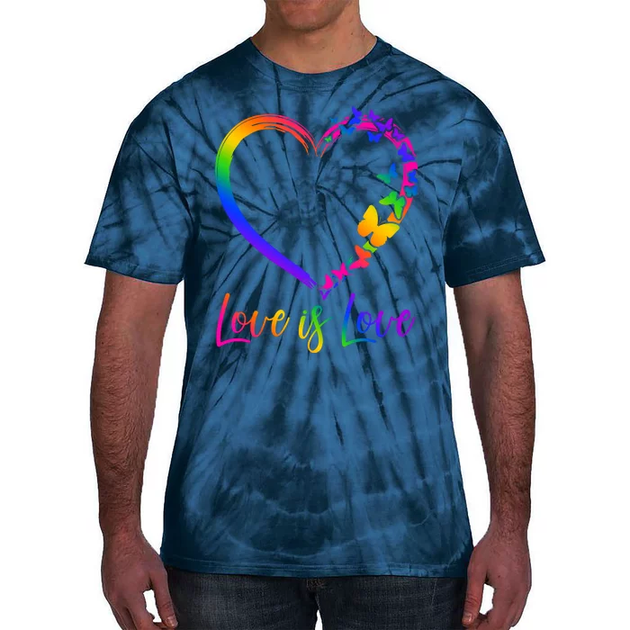 Love Is Love Rainbow Butterfly Heart Tie-Dye T-Shirt