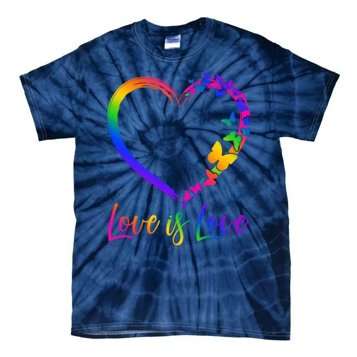 Love Is Love Rainbow Butterfly Heart Tie-Dye T-Shirt