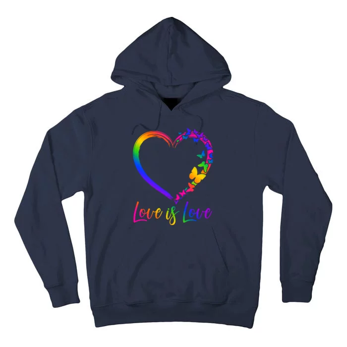 Love Is Love Rainbow Butterfly Heart Tall Hoodie