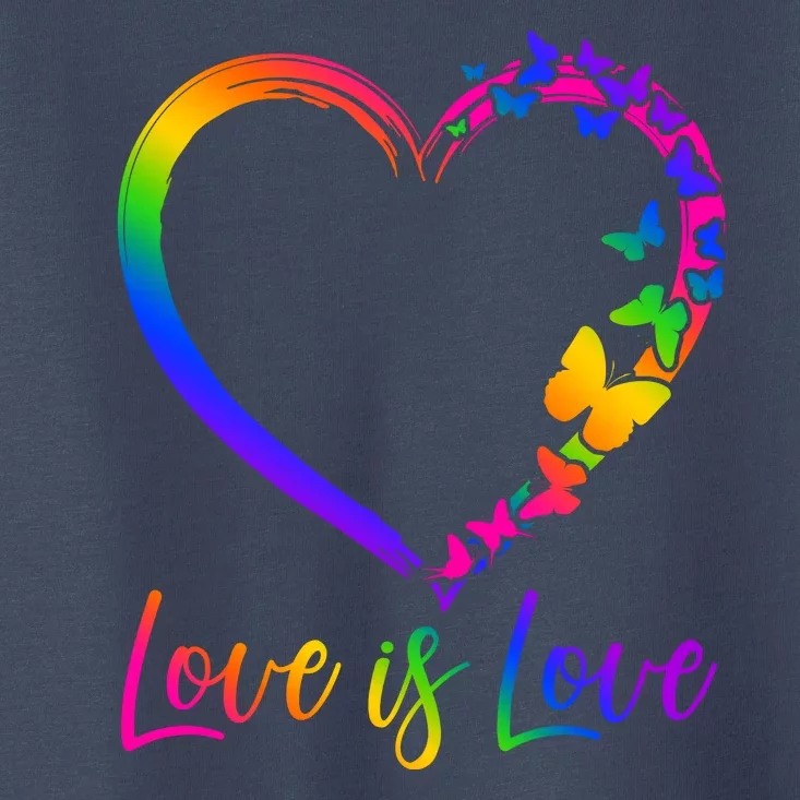 Love Is Love Rainbow Butterfly Heart Toddler T-Shirt