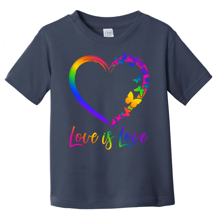 Love Is Love Rainbow Butterfly Heart Toddler T-Shirt