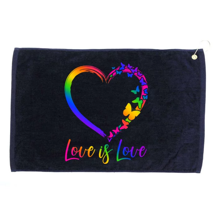 Love Is Love Rainbow Butterfly Heart Grommeted Golf Towel