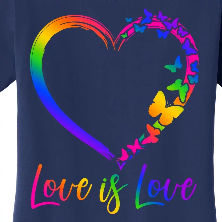 Love Is Love Rainbow Butterfly Heart Women's T-Shirt