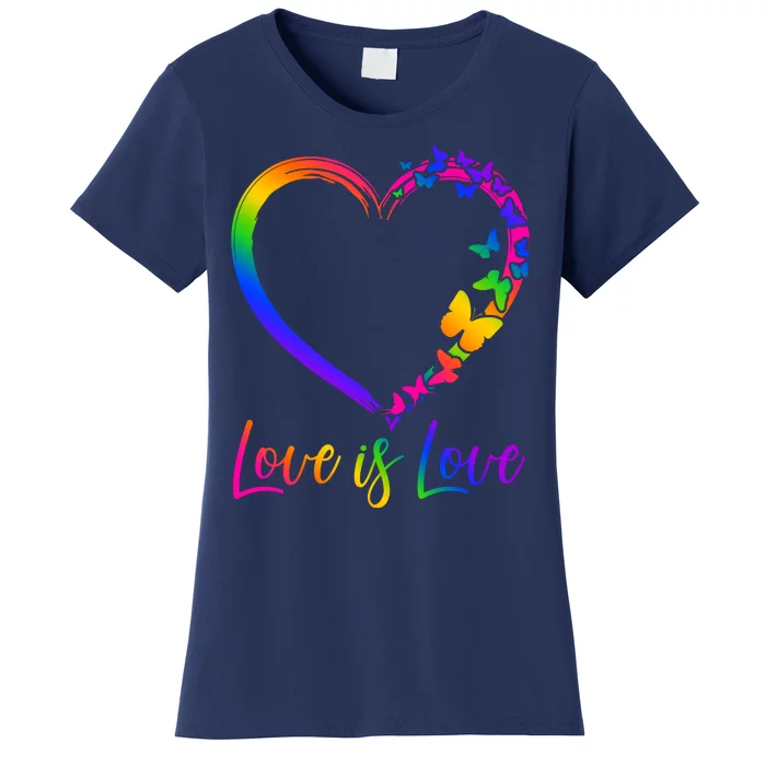 Love Is Love Rainbow Butterfly Heart Women's T-Shirt