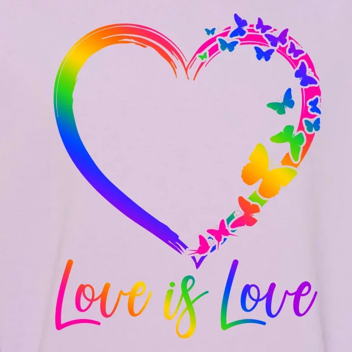 Love Is Love Rainbow Butterfly Heart Garment-Dyed Sweatshirt