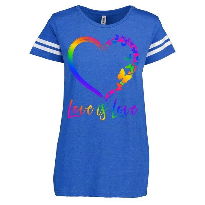 Love Is Love Rainbow Butterfly Heart Enza Ladies Jersey Football T-Shirt