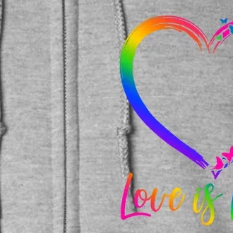 Love Is Love Rainbow Butterfly Heart Full Zip Hoodie