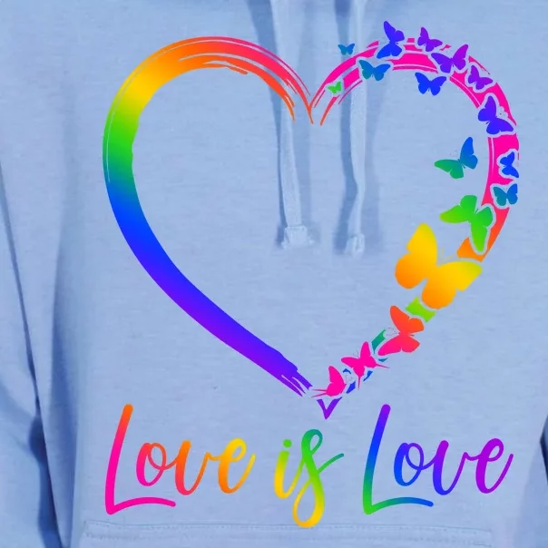 Love Is Love Rainbow Butterfly Heart Unisex Surf Hoodie