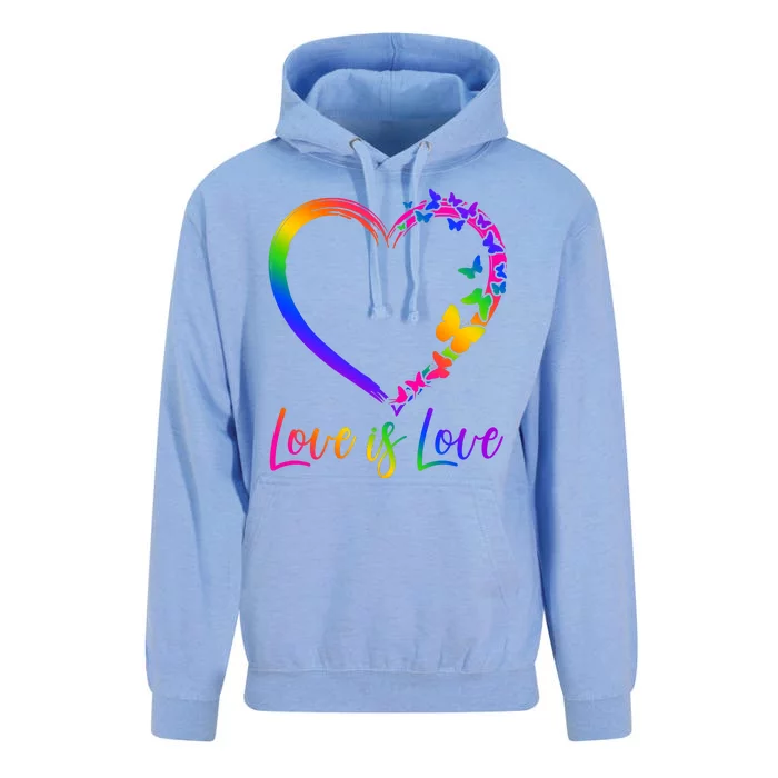 Love Is Love Rainbow Butterfly Heart Unisex Surf Hoodie