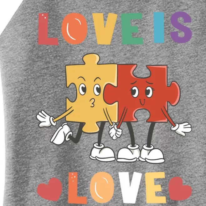 Love Is Love Puzzle Partner Look Design Gift Women’s Perfect Tri Rocker Tank