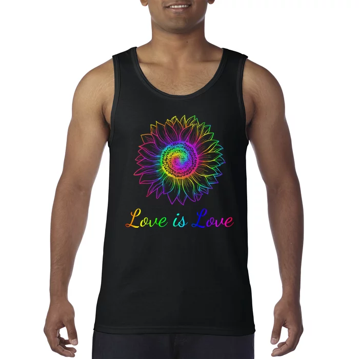 Love Is Love Tie Dye Rainbow Sunflower Tank Top