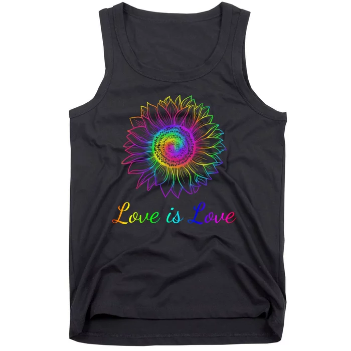 Love Is Love Tie Dye Rainbow Sunflower Tank Top