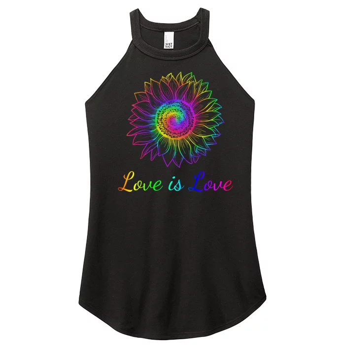 Love Is Love Tie Dye Rainbow Sunflower Women’s Perfect Tri Rocker Tank