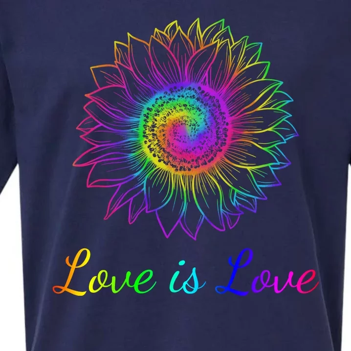 Love Is Love Tie Dye Rainbow Sunflower Sueded Cloud Jersey T-Shirt