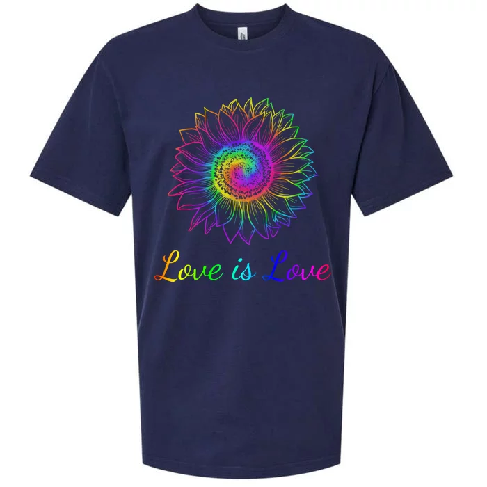 Love Is Love Tie Dye Rainbow Sunflower Sueded Cloud Jersey T-Shirt