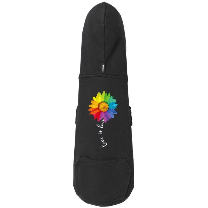 Love Is Love Rainbow Sunflower Lgbt G.A.Y Lesbian Pride Gifts Doggie 3-End Fleece Hoodie