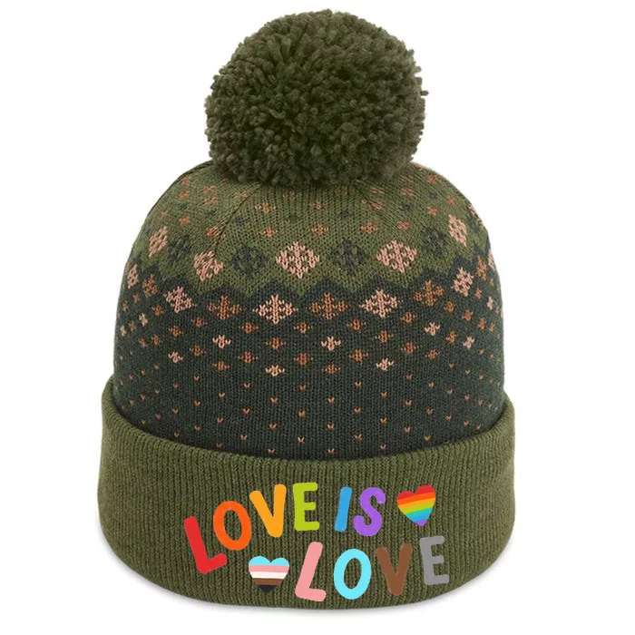 Love is Love Pride Month LGBTQ Peace No Hate Classic The Baniff Cuffed Pom Beanie