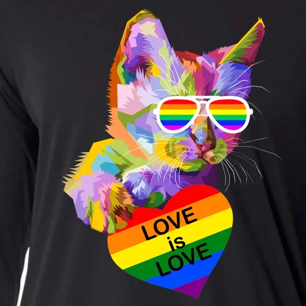 Love Is Love Retro Cat Pride Month Cooling Performance Long Sleeve Crew