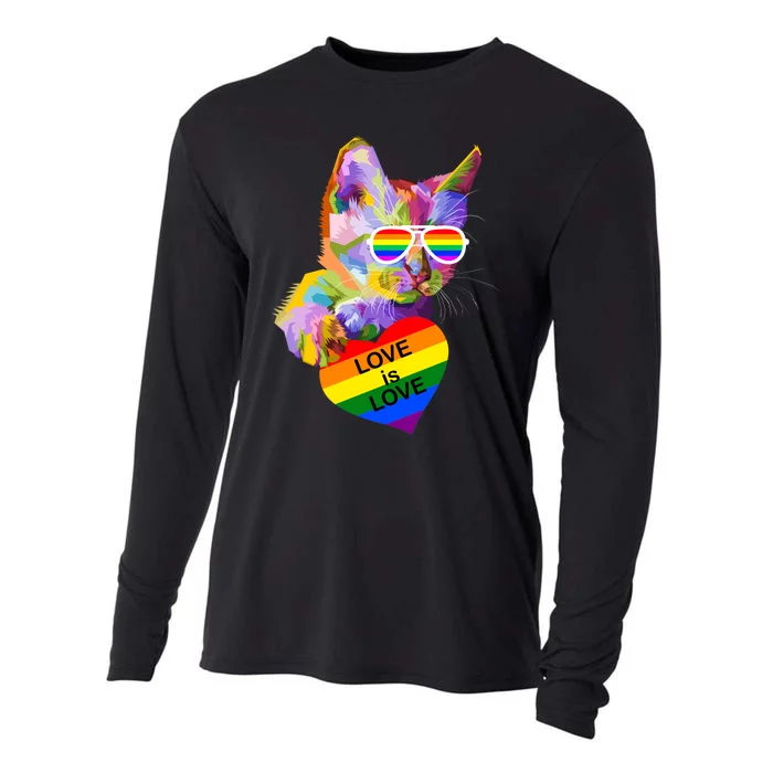 Love Is Love Retro Cat Pride Month Cooling Performance Long Sleeve Crew