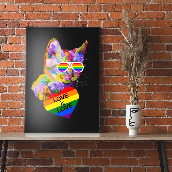 Love Is Love Retro Cat Pride Month Poster