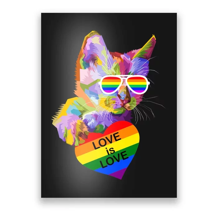 Love Is Love Retro Cat Pride Month Poster