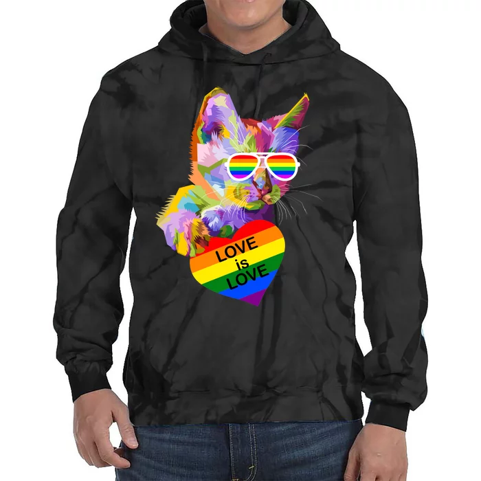 Love Is Love Retro Cat Pride Month Tie Dye Hoodie