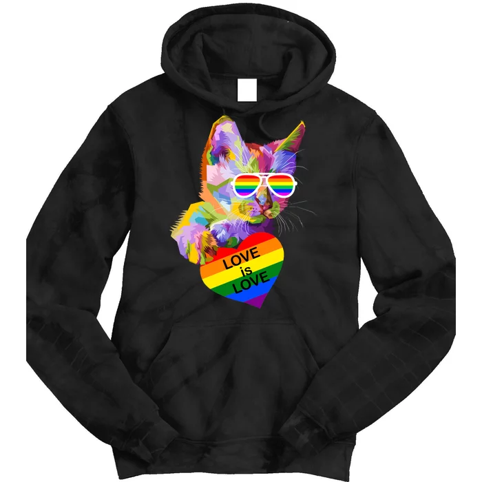 Love Is Love Retro Cat Pride Month Tie Dye Hoodie