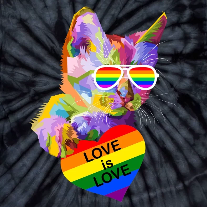 Love Is Love Retro Cat Pride Month Tie-Dye T-Shirt