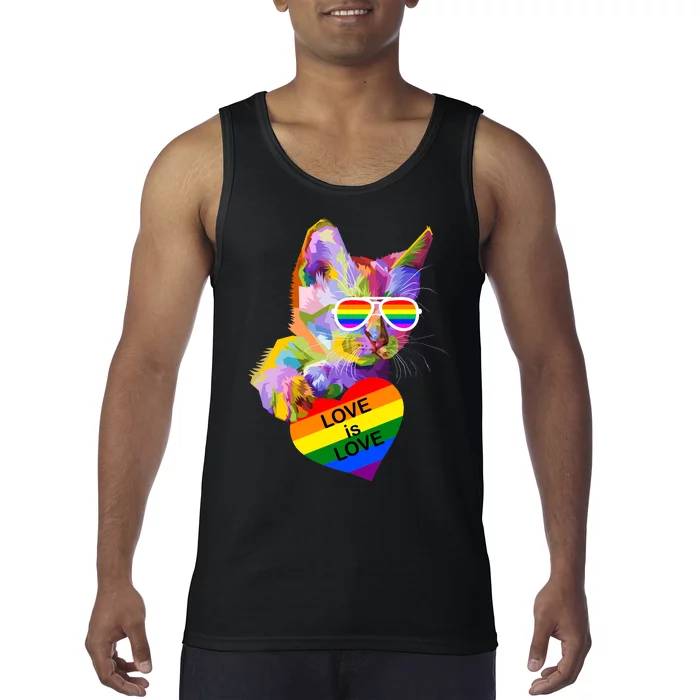 Love Is Love Retro Cat Pride Month Tank Top