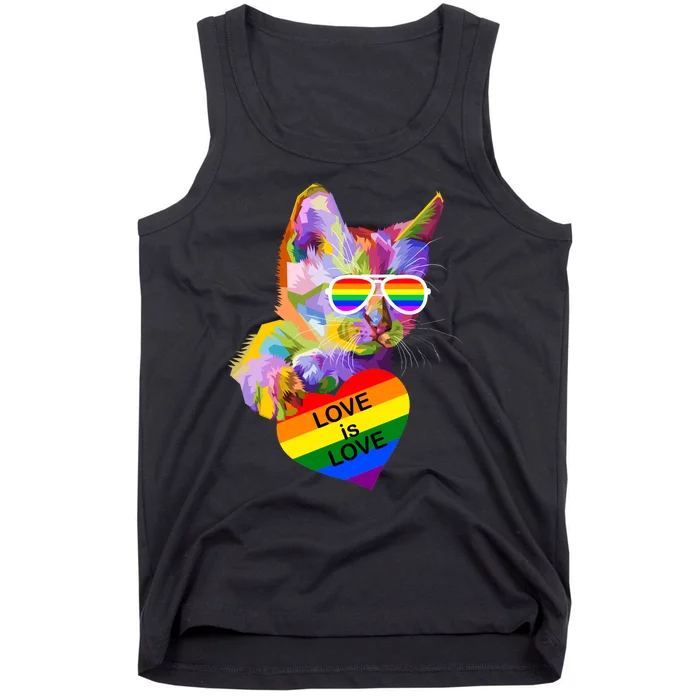 Love Is Love Retro Cat Pride Month Tank Top