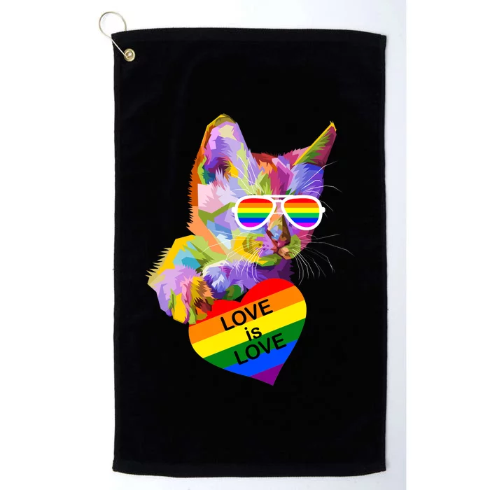 Love Is Love Retro Cat Pride Month Platinum Collection Golf Towel