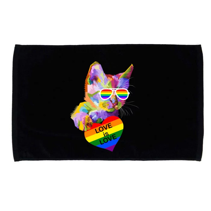 Love Is Love Retro Cat Pride Month Microfiber Hand Towel