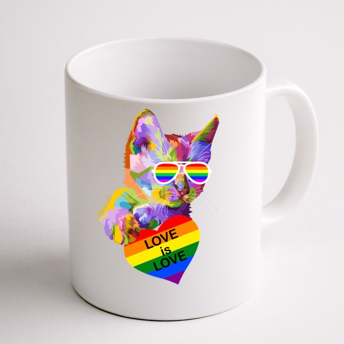 Love Is Love Retro Cat Pride Month Front & Back Coffee Mug