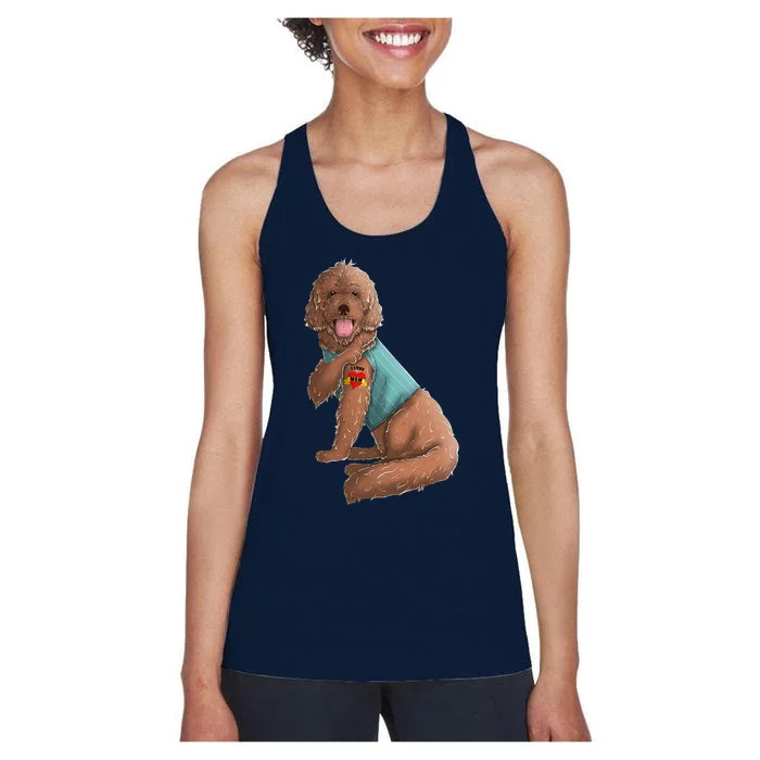 Labradoodle I Love Mom Tattoo Dog Funny Mother's Day Women's Racerback Tank