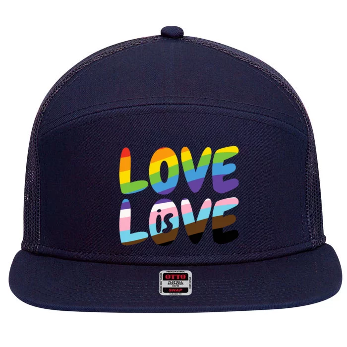 LOVE IS LOVE 7 Panel Mesh Trucker Snapback Hat