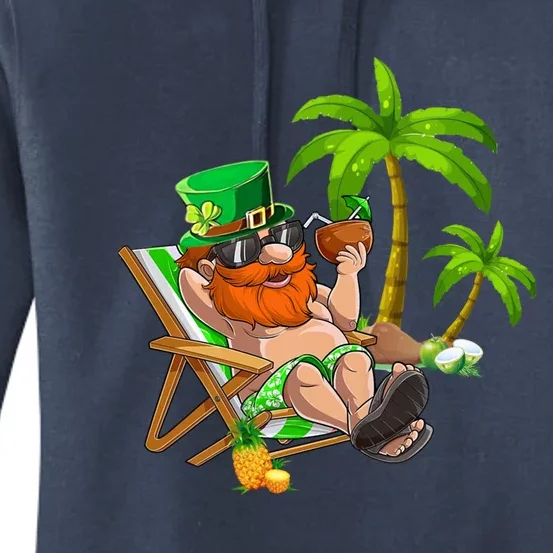 Lucky Irish Leprechaun Hawaiian Surfing St Patrick Day Retro Gift Women's Pullover Hoodie