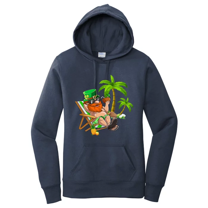 Lucky Irish Leprechaun Hawaiian Surfing St Patrick Day Retro Gift Women's Pullover Hoodie