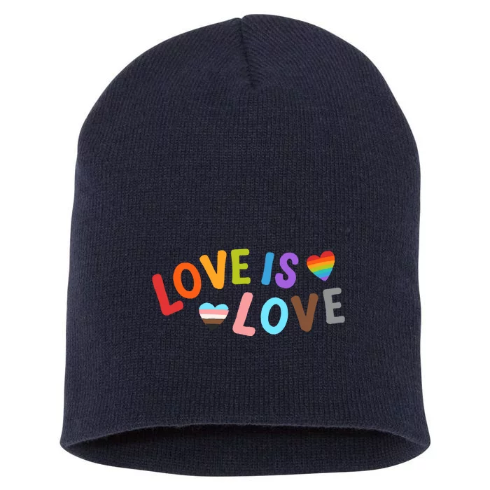 Love Is Love Pride Month Peace No Hate Classic Short Acrylic Beanie