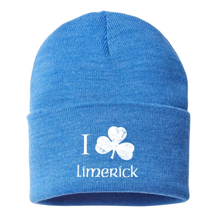 Limerick Ireland Love Irish Shamrock Heart St Paddys Day Gift Sustainable Knit Beanie