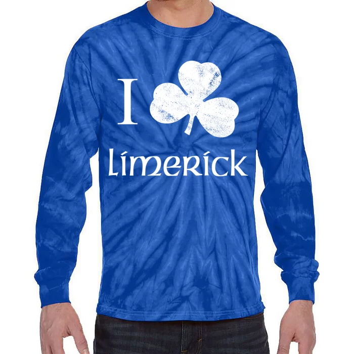 Limerick Ireland Love Irish Shamrock Heart St Paddys Day Gift Tie-Dye Long Sleeve Shirt