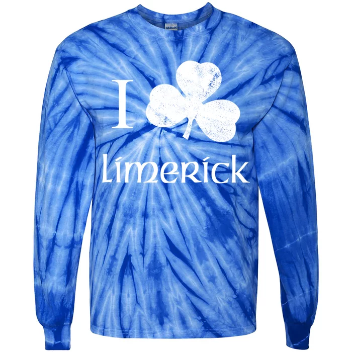 Limerick Ireland Love Irish Shamrock Heart St Paddys Day Gift Tie-Dye Long Sleeve Shirt