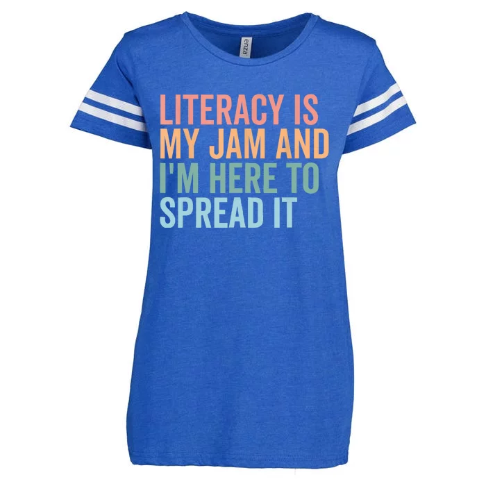 Literacy Is My Jam And IM Here To Spread Literacy Teacher Enza Ladies Jersey Football T-Shirt