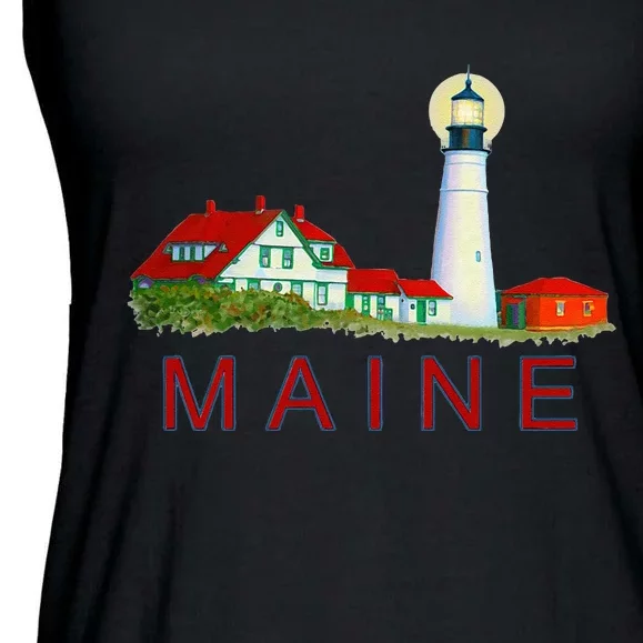 Lighthouse In MainePortland Head LighthouseCape Elizabeth Ladies Essential Flowy Tank