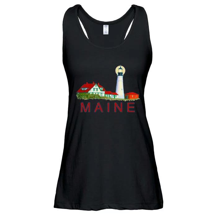 Lighthouse In MainePortland Head LighthouseCape Elizabeth Ladies Essential Flowy Tank