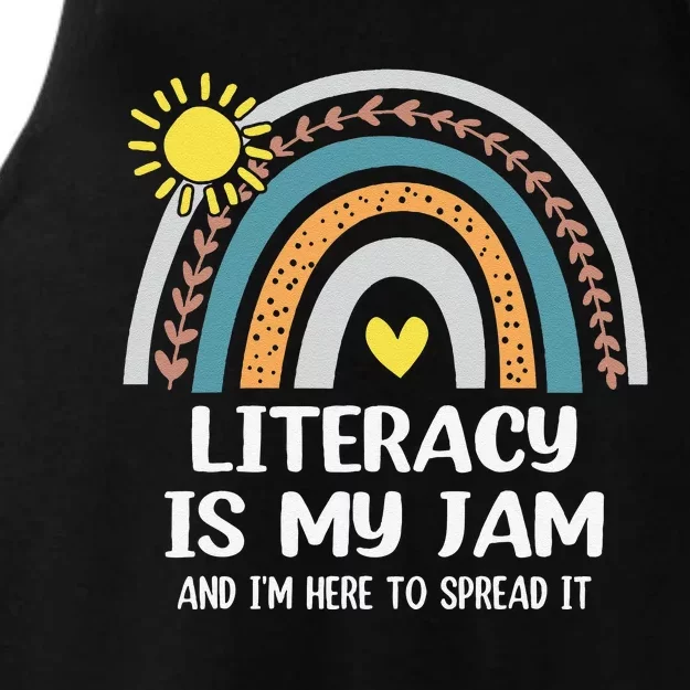 Literacy Is My Jam Literacy Teacher Reading Interventionist Ladies Tri-Blend Wicking Tank