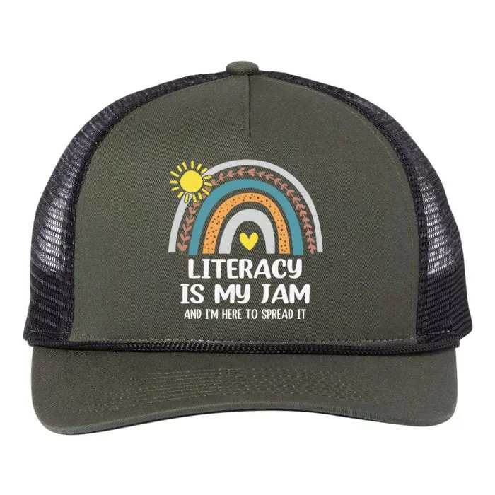 Literacy Is My Jam Literacy Teacher Reading Interventionist Retro Rope Trucker Hat Cap