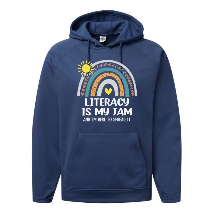 Literacy Is My Jam Literacy Teacher Reading Interventionist Performance Fleece Hoodie